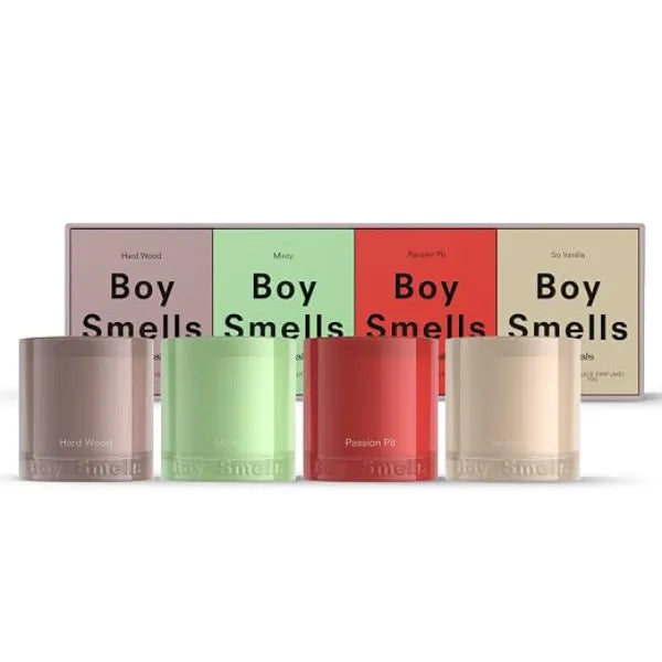 Boy Smells Essentials Votive Quad Gift Set 4 Piece Mini Soy Wax Candle Collection for Home Fragrance & Gifting 3oz Each