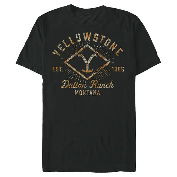 Men's Yellowstone Rusty Dutton Ranch Brand Logo Est 1886 Graphic T-Shirt
