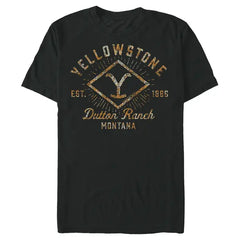 Men's Yellowstone Rusty Dutton Ranch Brand Logo Est 1886 Graphic T-Shirt