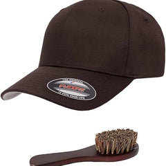 Flexfit Wooly Combed Men's Athletic Stretch Fitted Baseball Cap Bundle with THP Hat & Clothing Brush