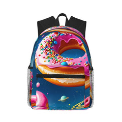 Bixox Starry Sky Colorful Donut Printed Lightweight Casual Backpack, Unisex, Suitable for Boys and Girls, Teen High School Backpack, College Backpack, Work Travel Backpack