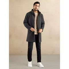 Suede Biker Jacket with Zip Closure - Gray