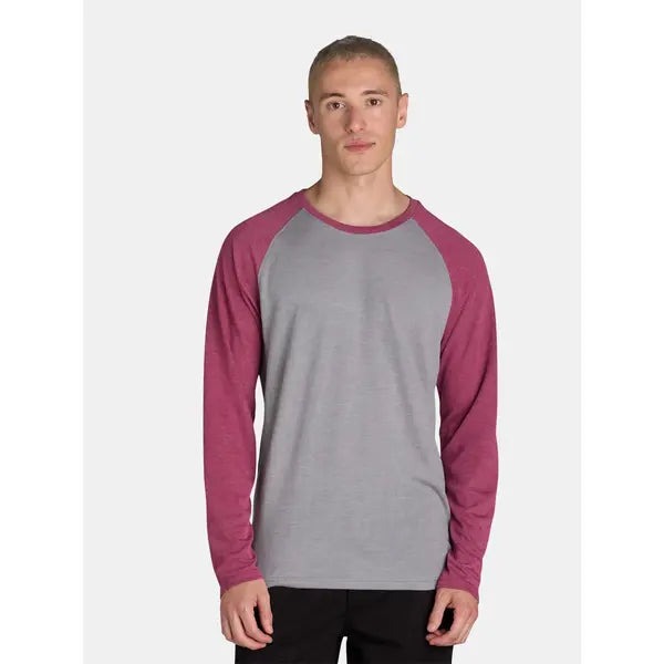 George Men's and Big Men’s Raglan Crewneck Tee with Long Sleeves