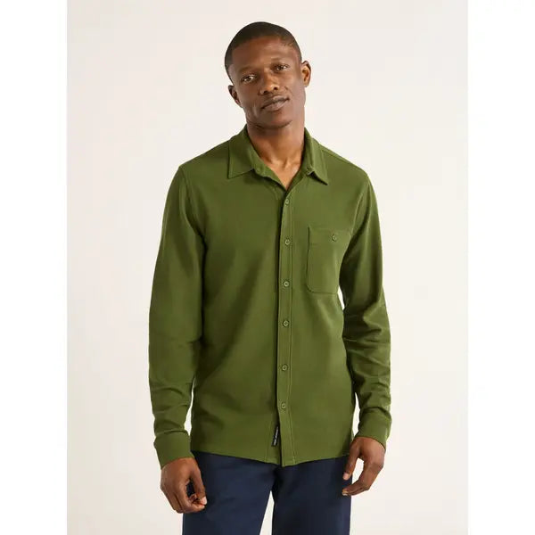 Free Assembly Men's Waffle Knit Polo Shirt with Long Sleeves