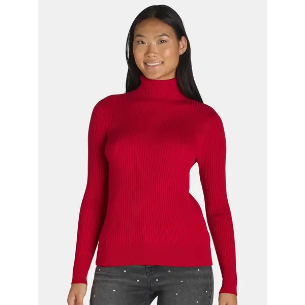 Time and Tru Women's Rib Turtleneck Sweater
