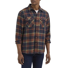 Wrangler® Men's and Big Men's Relaxed Fit Brushed Flannel Shirt with Long Sleeves