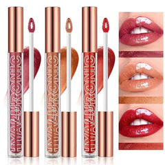 LANGMANNI Hyaluronic Acid Lip Gloss Set 3Pcs,Shimmer & Long Lasting Smooth Texture Gloss For Lips Plumping,Moisturizing And Brightening