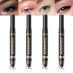 LANGMANNI 4Colors Dual Ended Cream Eyeshadow Stick Set Silky Smooth, Waterproof & Transfer Proof, Built in Blender Brush, All Day Matte & Shimmer Wear Eye Makeup