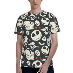 Nightmare Before Christmas Shirt Halloween Jack Sally Shirts 3D Printed Fashion Short Sleeve Unisex Cartoon Shirt