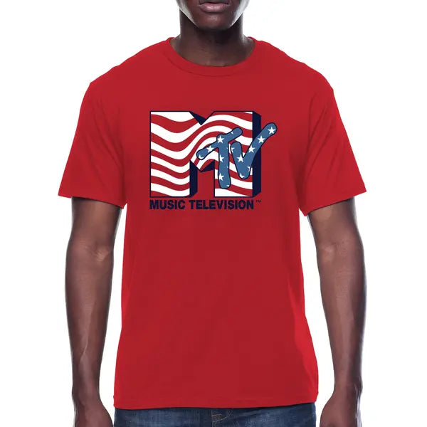 MTV Men's & Big Men's Americana Graphic Crew Neck Patriotic T-Shirt