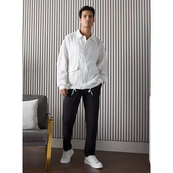 Plain Zip Through Jacket - White