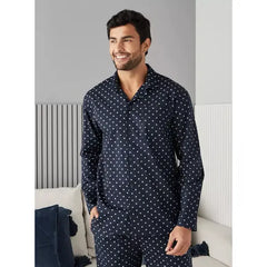All-Over Print Better Cotton Shirt and Pyjama Set - Blue