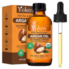 Yoken Organic Argan Oil for Hair, USDA Pure and Natural Morocco Argan Oil, Argon Oil For Hair, Scalp, Face & Skin Care, 100% Cold Pressed Hair Conditioner, Unrefined Argon Nails Carrier Oil