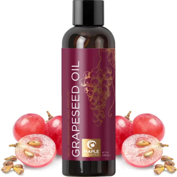 Maple Holistics Pure Grapeseed Oil for Skin Care - Cold Pressed Grape Seed Oil Liquid for Skin with Moisturizing Carrier Oil for Essential Oils Mixing - Natural Vitamin E Anti Aging Body Oil for Dry Skin and Hair