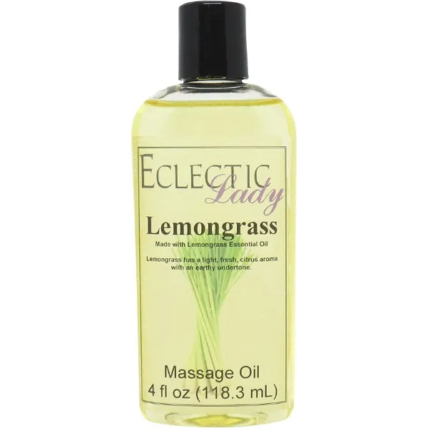 Eclectic Lady All Natural Lemongrass Massage Oil Eclectic Lady 100% Natural Ingredients with Sweet Almond & Jojoba Oil, Relaxing Scent for Men & Women