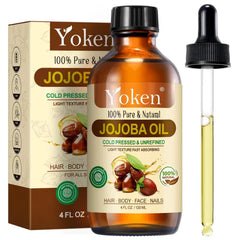 Yoken Organic Jojoba Oil (EWG Verified) 100% Pure Cold Pressed Jojoba Oil for Face, Hair, Nails and Skin, Unrefined & Hexane Free, Natural Body Facial Moisturizer Multi-purpose oil Base Carrier Oil