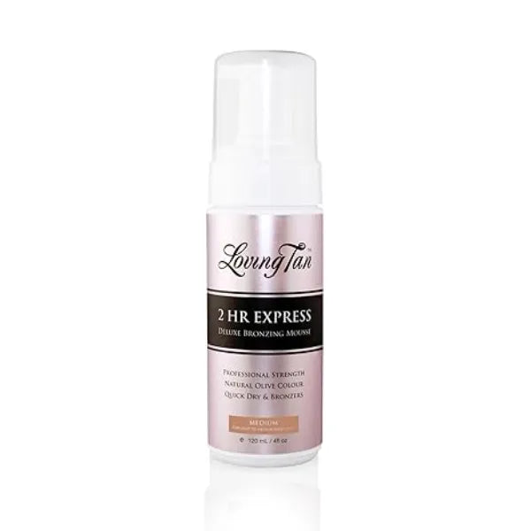 Loving Tan 2 HR Express Self Tanning Mousse, Medium Streak Free, Natural, Professional + Sunless Self Tanner Applications per Bottle, Naturally Derived DHA