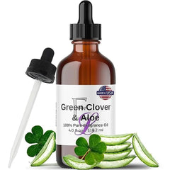 Eclectic Lady Green Clover & Aloe Fragrance Oil, 4 oz Premium, Long Lasting Diffuser Oils, Nostalgic, Clean & Fresh Essential Oils Reminiscent of Disney World, Relaxing Crisp Green Leaf & Beach Waves Aromatherapy