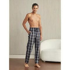 Checked Pyjama with Drawstring Closure - Blue