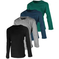 BROOKLYN VERTICAL Boys 4 Pack Long Sleeve Soft Cotton Tee Shirts Undershirts