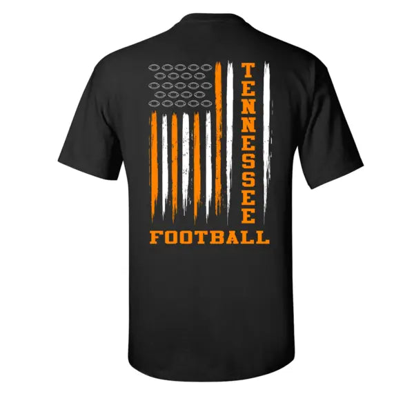 Tennessee Football Team Color Orange and White American Flag Mens Short Sleeve T-shirt Graphic Tee