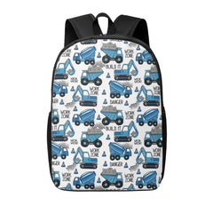 Disketp Blue Excavator School Backpack, Lightweight Basic Middle School Bookbags 17 Inch Casual Daypack for Student College, Travel or Outdoor