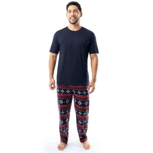 Fruit of The Loom Men's Short Sleeve T-Shirt and Fleece Pajama Pant Set