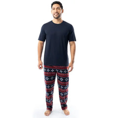 Fruit of The Loom Men's Short Sleeve T-Shirt and Fleece Pajama Pant Set