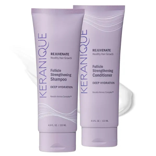 Keranique Shampoo and Conditioner - Volumizing Shampoo and Conditioner Set for Fine, Thinning Hair and Fuller Hair Growth - Keratin Enriched, Volume Thickening, Sulfate-Free, Color-Safe, Anti-Aging