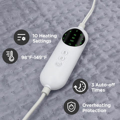 Ambler Electric Heating Pad 33"x18" - 10 Heat Settings for Soothing Pain Relief