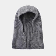 Hemlock Winter Hat & Neck Collar – Unisex Knitted Christmas Hood, Windproof Snood with Button Design