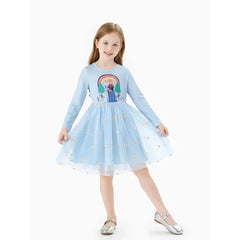 PATPAT Disney Frozen Toddler Girl 1pc Naia™ Elsa Anna Floral Rainbow Dress Blue