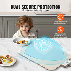 KFFKFF Electric Heating Pad, Roll-Up Buffet Food Heater, Silicone Portable Warming Surface with 4 Temperature Levels, Automatic Off & Child Safety Lock