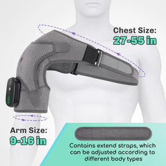 Democe Cordless Shoulder Heating Pad - Heated Wrap with 3 Vibration Modes for Women & Men