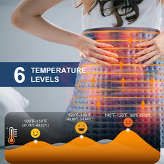 TCVOR King Size Electric Heating Pad for Back, Neck & Period Pain Relief – 17''x33'', 6 Heat Settings, Auto Shut Off