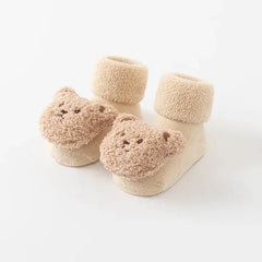 PATPAT Baby/toddler likes Cute doll terry thick mid-tube non-slip toddler socks Apricot