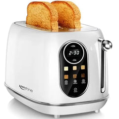 Keenstone 2 Slice Touchscreen Smart Toaster - Stainless Steel Toaster with Wide Slot, 6 Shade Settings, Bagel Function, Removable Crumb Tray
