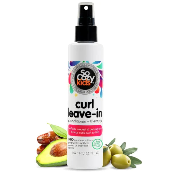 So Cozy Leave in Conditioner Spray, Paraben-Free Detangler for Kids' Curly Hair, Deep Conditioner & Tangle-Free Curls, Gentle & Nourishing with Keratin, Vitamin B5, Olive Oil & Jojoba Oil