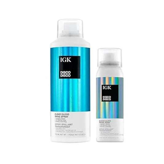 IGK Disco Disco Clear Gloss Finishing Hair Spray Moisturizes, Adds Shine & Enhances Color No Greasy Residue  5.3oz