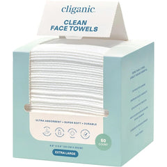 Cliganic Clean Face Towels XL – Disposable Dry Face Wipes, Ultra-Absorbent, Hypoallergenic & Soft Makeup Remover Towelettes for All Skin Types – Hygienic, Lint-Free Facial Towels (50, 100 & 200 Count Packs)