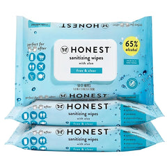 The Honest Company Fragrance-Free Sanitizing Alcohol Wipes, Antibacterial, Safe for Hands Kills 99% of Germs, Made With Aloe