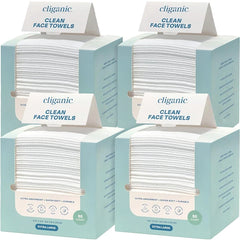 Cliganic Clean Face Towels XL – Disposable Dry Face Wipes, Ultra-Absorbent, Hypoallergenic & Soft Makeup Remover Towelettes for All Skin Types – Hygienic, Lint-Free Facial Towels (50, 100 & 200 Count Packs)