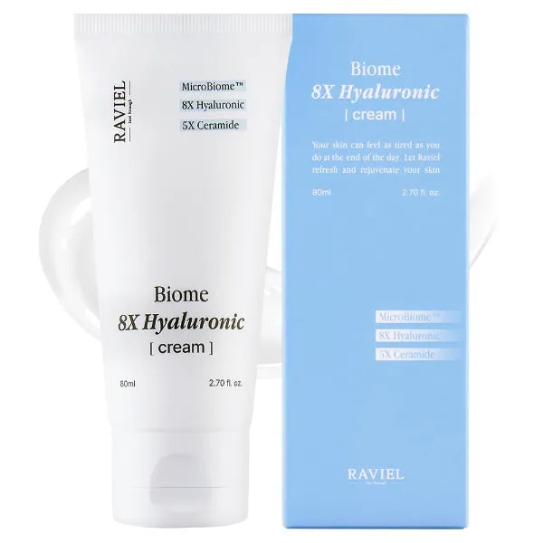 RAVIEL Biome 8X Hyaluronic Cream – Deep Moisture Glow Cream with 5X Ceramide for Inner Hydration, Skin Firmness & Pore-Less Finish, Korean Skincare, 80ml