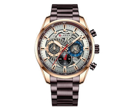 CURREN 8391 Top Luxury Brand Men's Casual Sports Watch Men's Watch, Waterproof Luminous Stainless Steel Men's Wrist Watch - BROWN