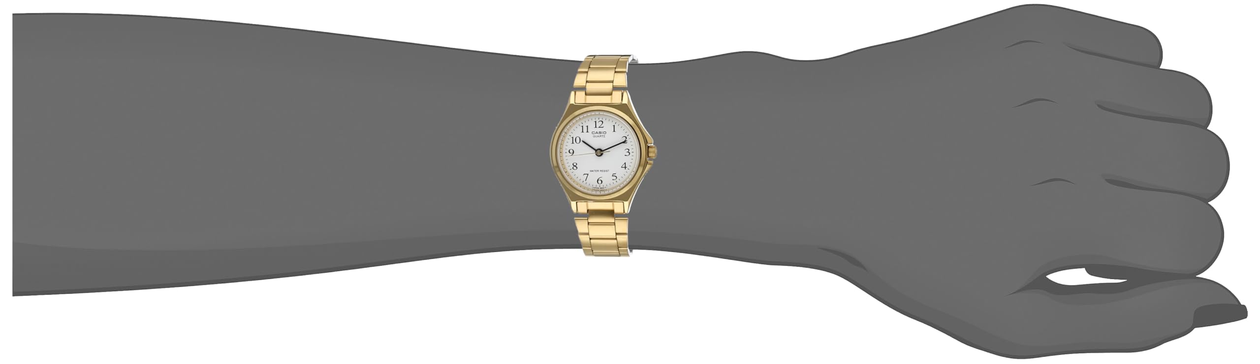 Casio Womens Quartz Watch, Analog Display and Leather Strap Champagne Gold