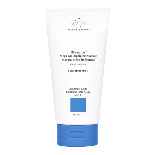 Drunk Elephant Silkamino Mega-Moisturizing Masker - 210 ml/7 fl oz - Silk Amino Acids - Clean Clinical - Sulfate-Free - Cruelty-Free - Dermatologist-Tested - Free of Essential Oils, Silicones, and SLS