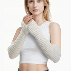 ChicAbode Arm Warmers, Winter Warm Gloves,Women Knitted Fingerless Gloves,Fashion Winter Long Fingerless Gloves Knit Mitten Gloves Arm Sleeves for Women with Thumb Hole