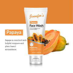 Jennifer's Face Wash Papaya 225 ML - Brightening, Papaya Extract Infused, Gentle Cleansers, Even Skin Tone, For All Skin Types