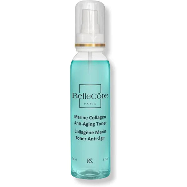 BelleCôte Paris Marine Collagen Anti Aging Toner Face Mist Hydrating Spray with Peptides, Unisex Skin Care Facial Toner, Reduces Redness, Wrinkles, Dry Skin Setting Spray Green Tea & Aloe Vera Extract (4 Fl oz)
