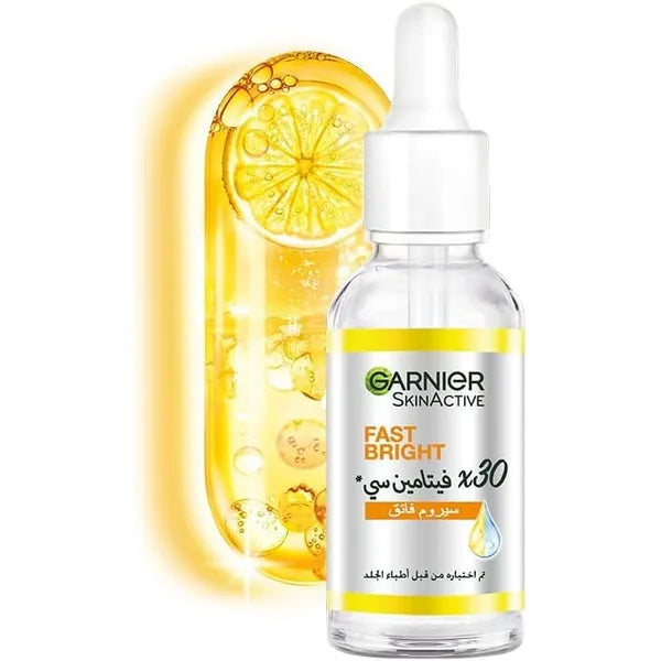 Garnier Fast Bright Face Serum, Brighter Skin 30x, For Spotless Skin, With Vitamin C & Niacinamide, SkinActive - 15 ml